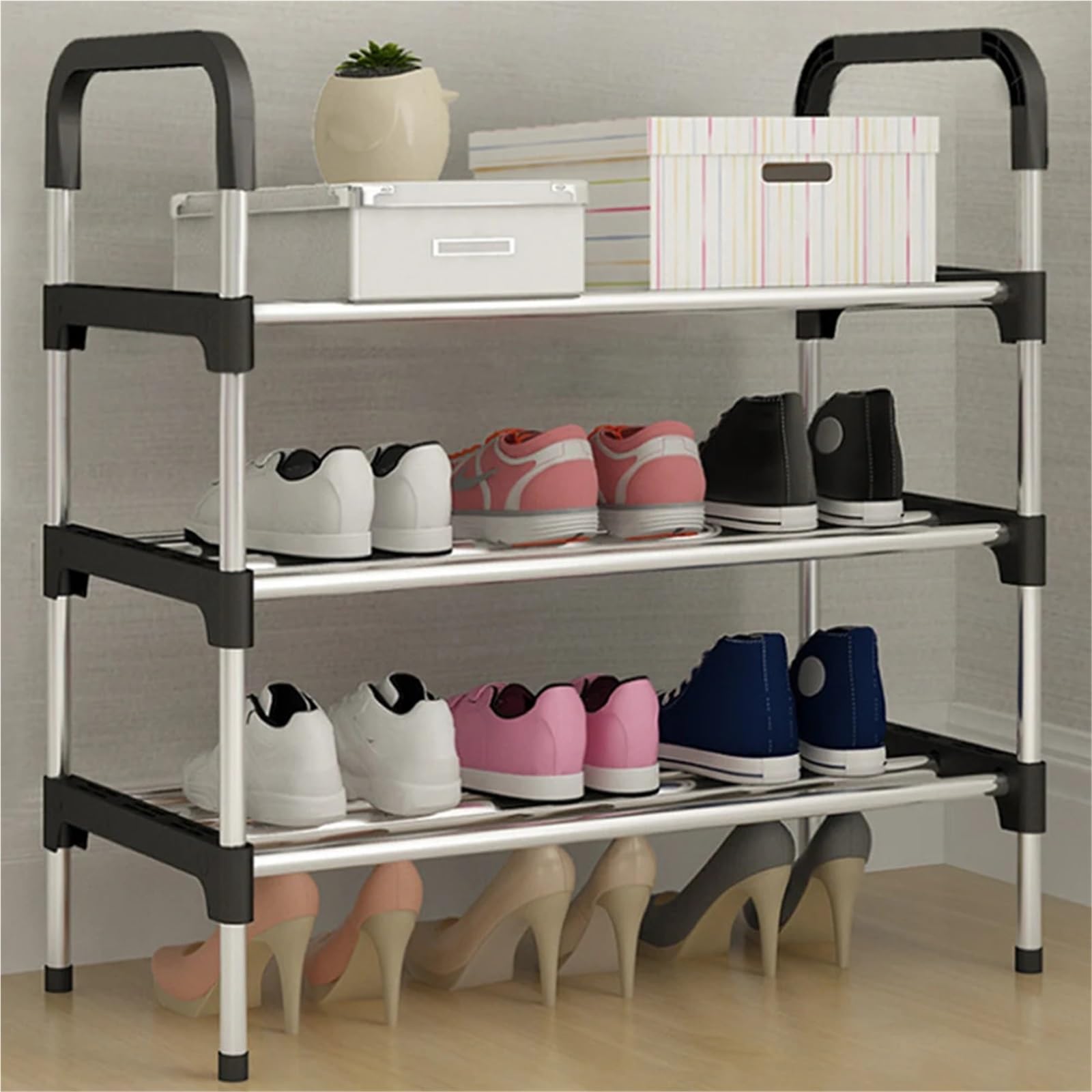 3/4/5-Tier Lightweight Metal Shoe Rack Ventilated Design