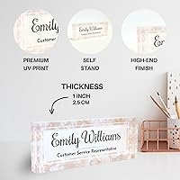 Vista 2 de Placa de Nombre de Escritorio de Acrílico Transparente Grueso Personalizada de 8x3" con Logo Personalizado - Decoración Profesional de Oficina