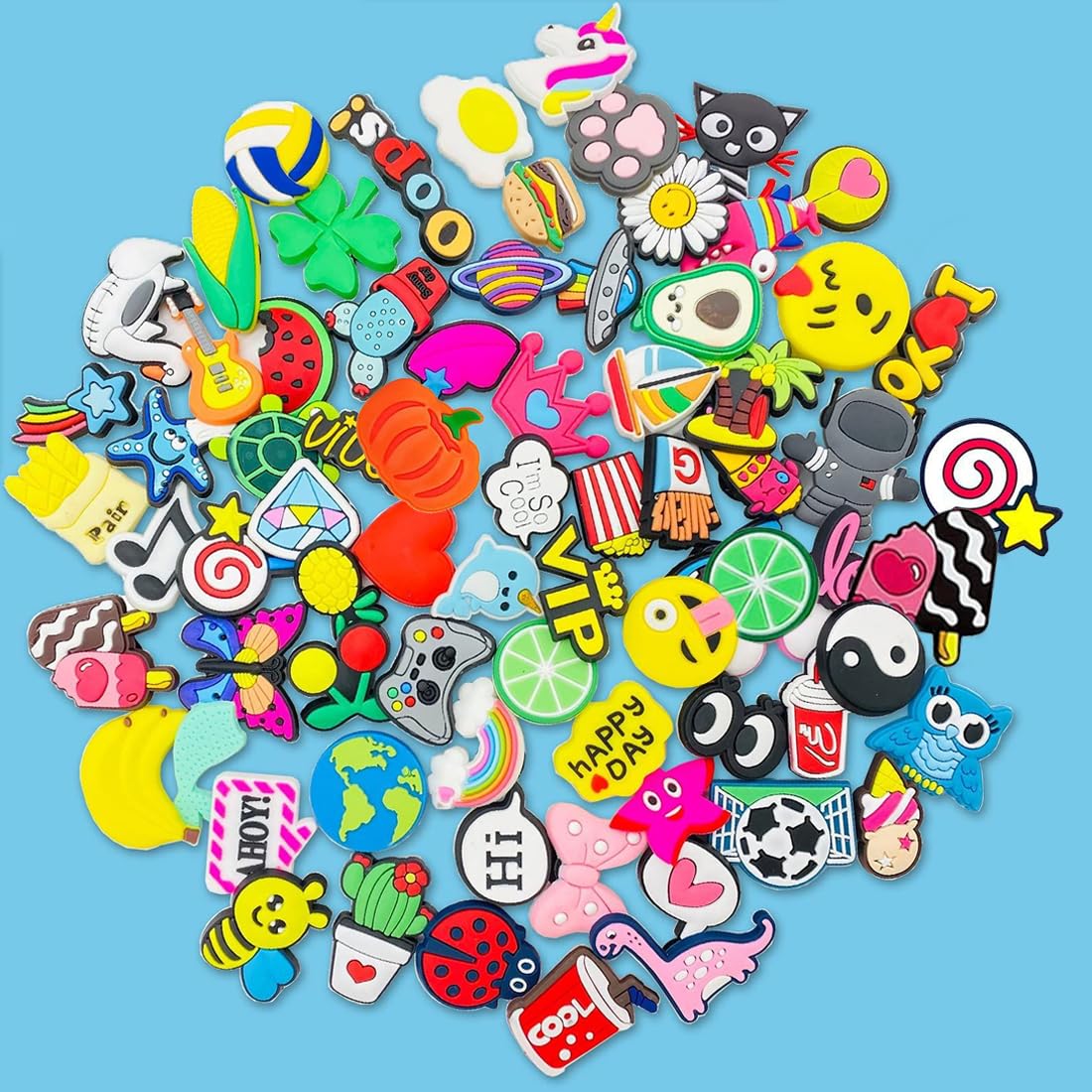 50 Charms De Chaussure Pour Crocs - Décorations Pins Motifs Fruits, Fleurs, Animaux, Fixation Anti-glisse
