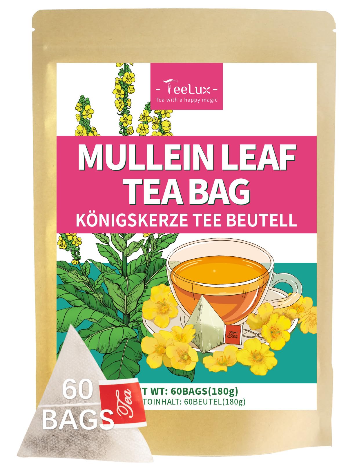 TeeLux Dandelion Leaf & Root Tea Bags 100 Count, Vegan, Rich Flavor, Premium Dandelion Tea, Natural Caffeine Free Herbal Tea — view 77