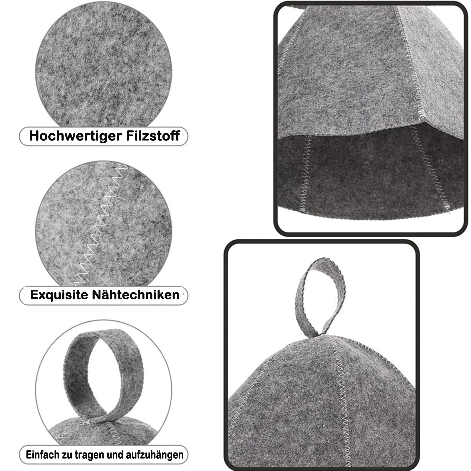 Healvian Cuffia da Sauna in Feltro Spessa Cappello da Sauna Comodo Assorbente Antiusura