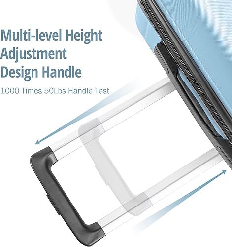 Miniatura 6 de Merax Juegos de 3 piezas expandibles con cerradura TSA, equipaje rígido ligero con ruedas giratorias, Azul bebé 2 piezas (2024)