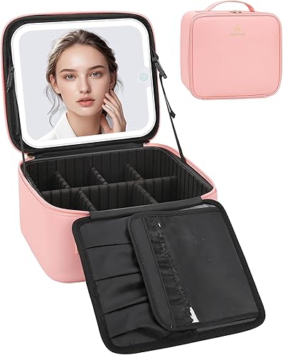 Miniatura 1 de Bolsa organizadora de maquillaje, estuche de maquillaje de viaje Relave, bolsa de maquillaje de 2 capas, estuche grande para cosméticos portátil con