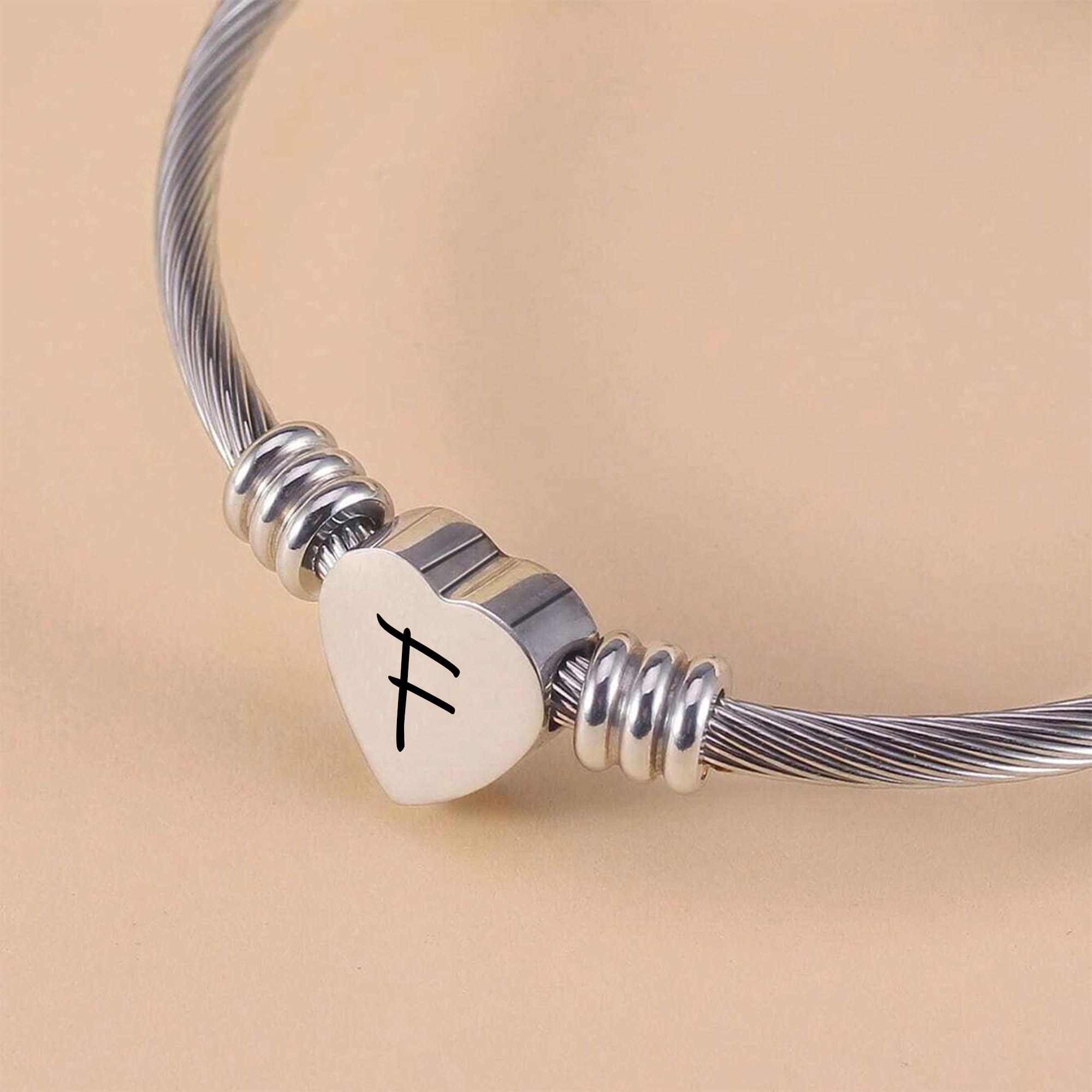 Argento Amore Cuore 26 Lettera Iniziale Alfabeto A-Z Polsino Bracciale Gioielli Regolabili Regalo Per Figlia Figlio Sorelle Amici Mamma Collega Amante Compleanno Natale