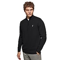 Polo Club Maglione Nero Uomo con Mezza Cerniera - Logo Ricamato