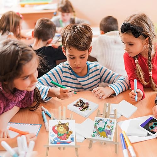 Miniatura 6 de ESRICH Mini lienzos para pintar, mini lienzo a granel, paquete de 100 unidades, 2.4 x 2.4 pulgadas, perfil cuadrado pequeño de 25 pulgadas, lienzos