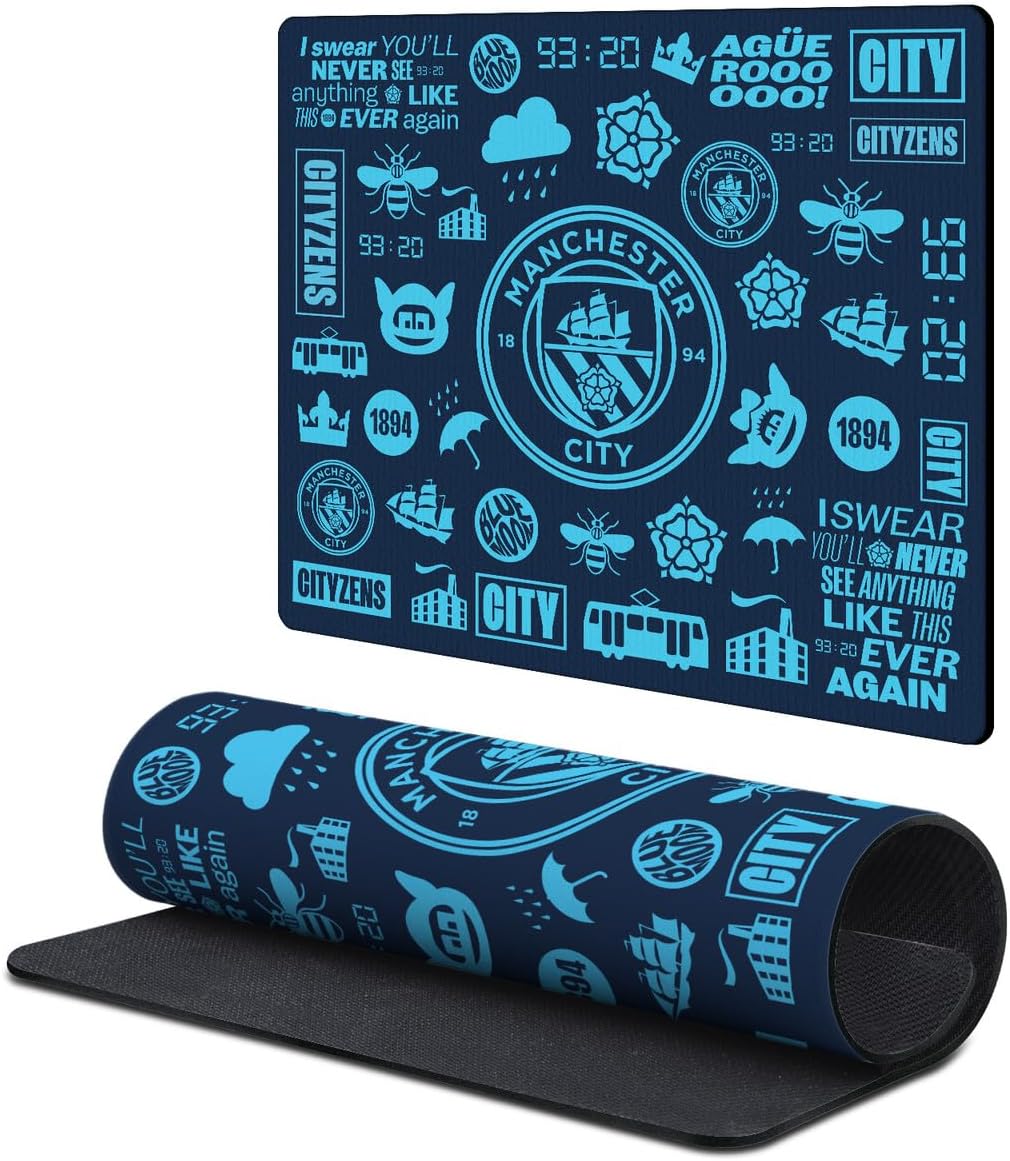 Head Case Designs Officially Licensed Manchester City Man City FC Blue Digital Camou Crest Logo 23.62 x 11.81 x 0.12 inches (600 x 300 mm) - L Gaming Office Desk PC Keyboard Mouse Mat Pad
