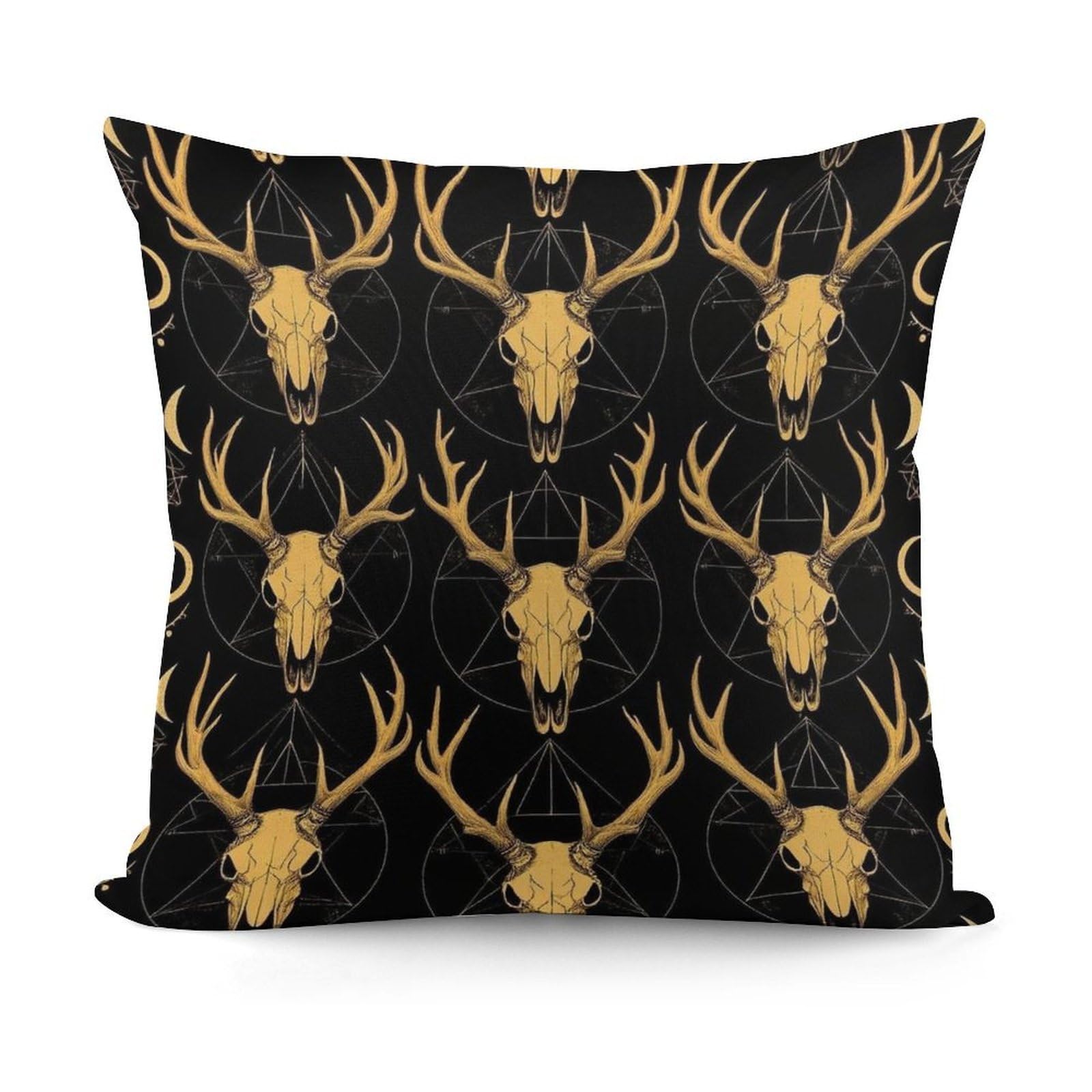 Smazdfxx Picture(429) Soft Sun Moon Goth Hunting Camo Deer Skull Plush Pillow Covers Decorative Pillow Cases For Bed Sofa Living Room Home Decor