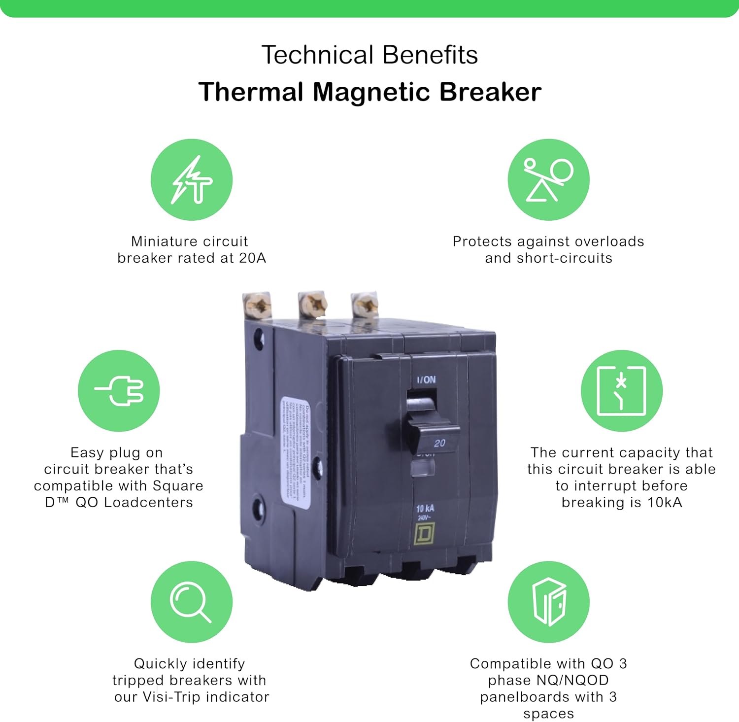 Square D by Schneider Electric Square D - QO320CP QO 20 Amp Three-Pole Circuit Breaker,