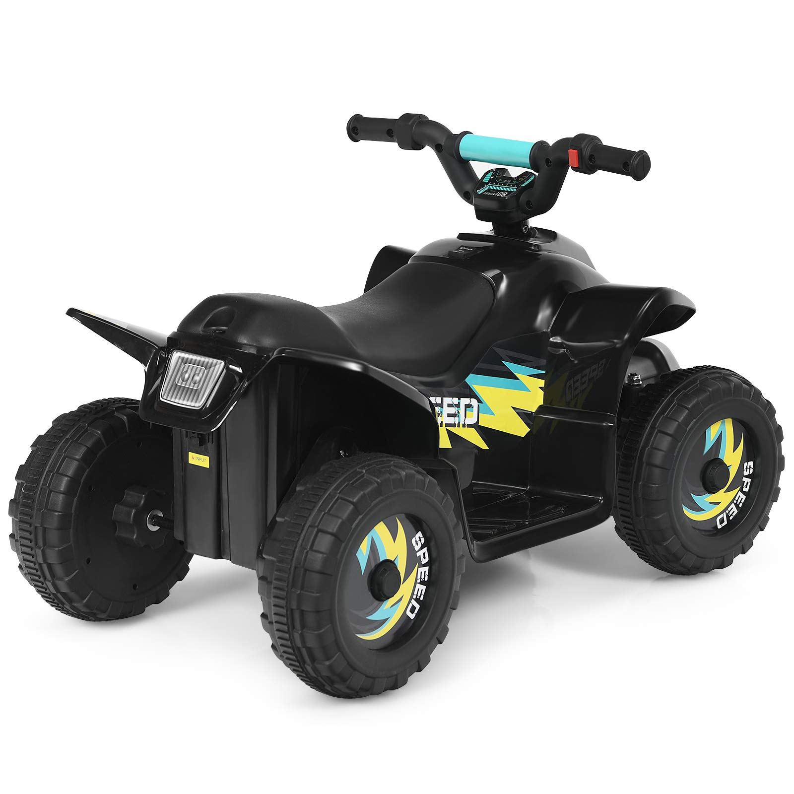 DREAMADE Quad Voiture Électrique pour Enfants, Mini Voiture Buggy Rechargeable avec Batterie 6V, Bouton Avant/Arrière, Poignée et Siège Ergonomiques, pour Enfant de Plus de 3 Ans (Noir)