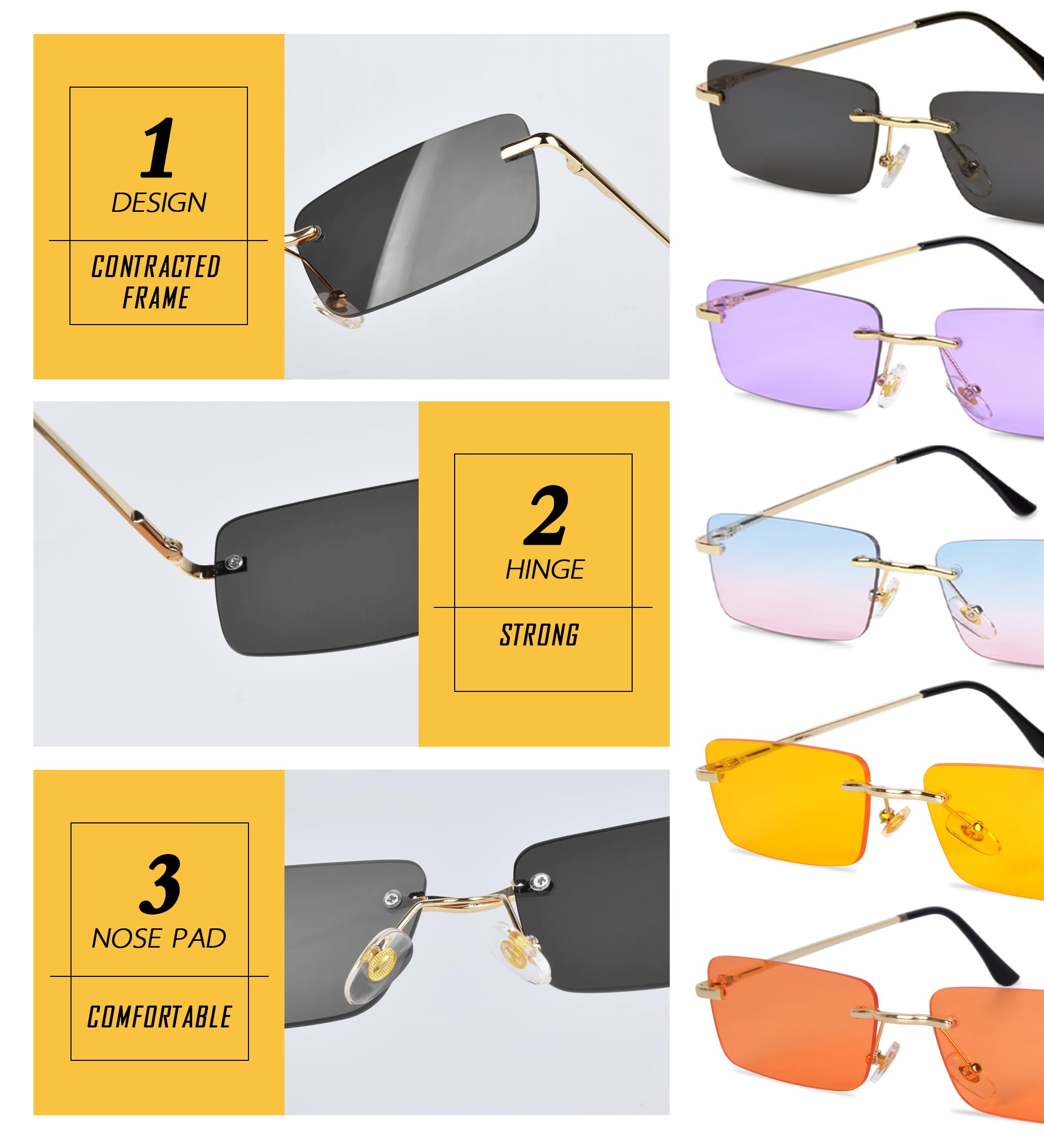 Occhiali Da Sole Retrò ADEWU - Montatura Rettangolare, UV400, Unisex Per Uomo E Donna - Foto 8