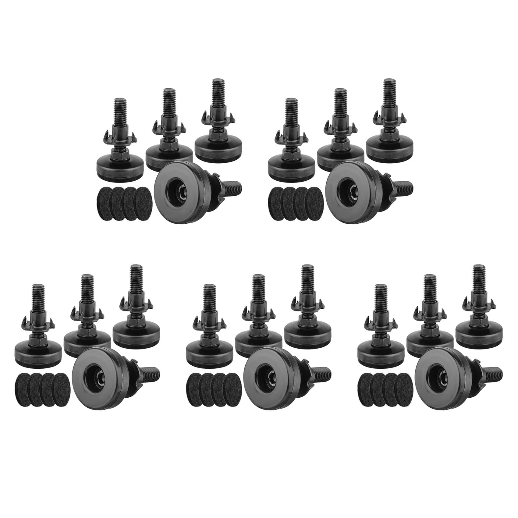 Jnchdghwa Black 20Pcs Furniture Levelers Heavy Duty Furniture Leveling Feet Adjustable Leg Levelers For Cabinets Tables Chairs Raiser
