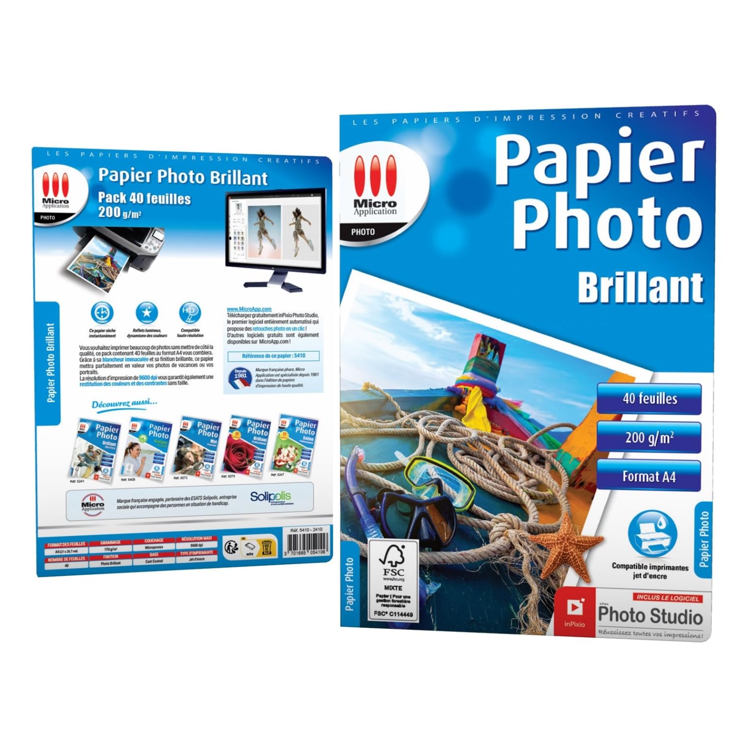 Micro Application Papier Photo Brillant A4 - Maxi Pack - 50 Feuilles - 170 g /m² pas cher