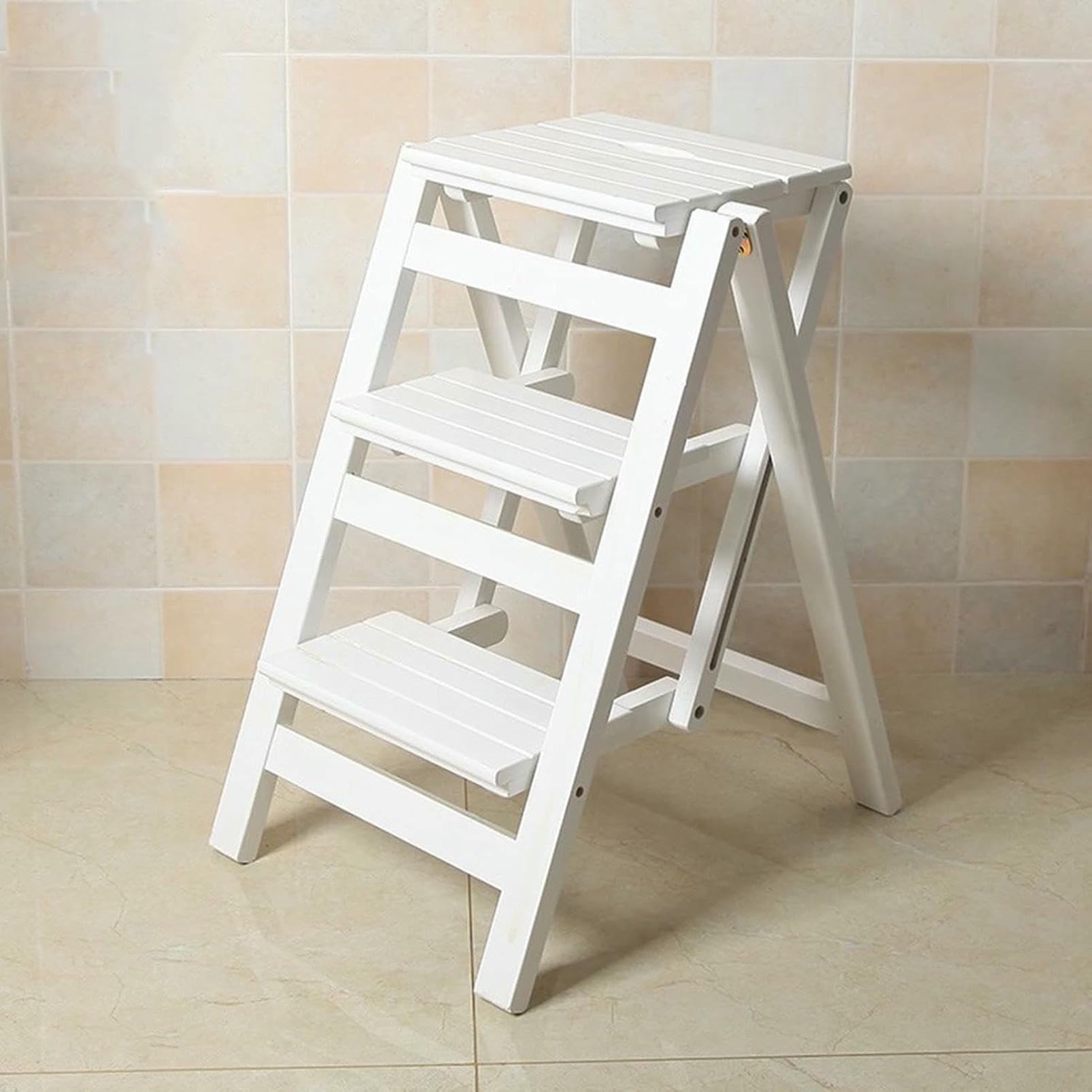 Escalera de tijera silla portátil madera CNPRAZ plegable multifunción para escalada en hogar
