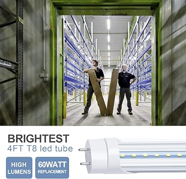 LED Tube Light 4ft G13 Base, T8 Ballast Bypass Required, Dual-End Powered,5000K Daylight White 22W, 60W Replacement LED Bulb Lights, 2640 Lumens, Clear Cover, AC 85-277V Pack of 100
