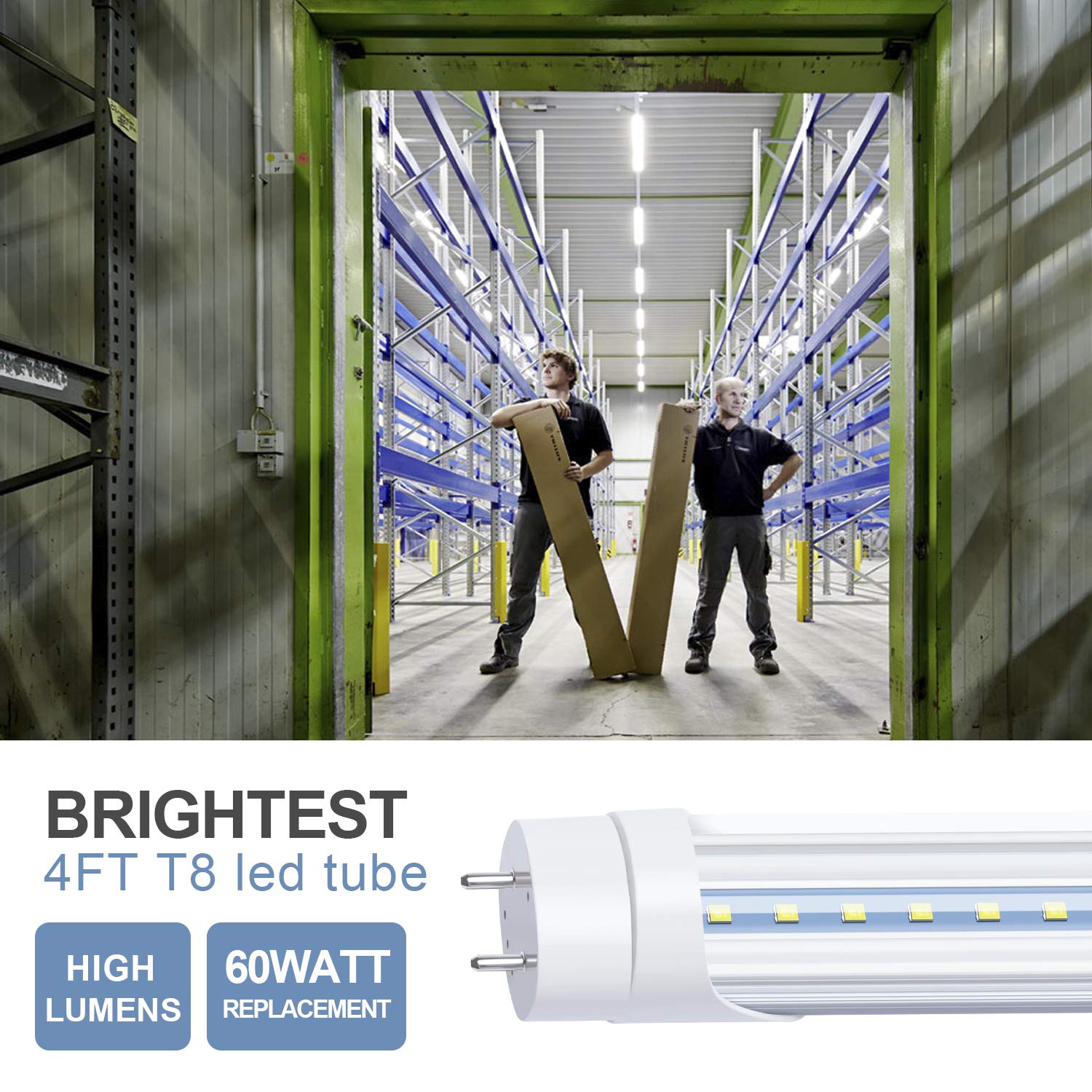 ジィストT8 JESLED T8 4FT LED Type A+B Light Bulbs, 24W 3000LM 5000K