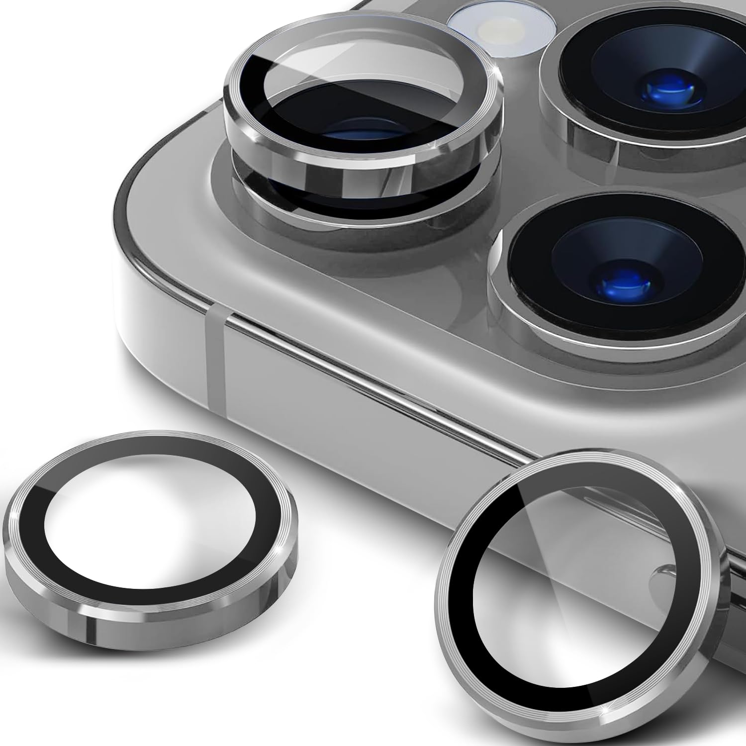 GRIPP Focal Camera Lens Protector 3N1 Compatible for Apple iPhone 15 Pro & iPhone 15 Pro Max | 9H Anti Scratch & Crystal Clear HD Glass with Aluminum Alloy Lens Camera Ring Cover Film - Silver (B0CJMC4MT3) Amazon Price History, Amazon Price Tracker