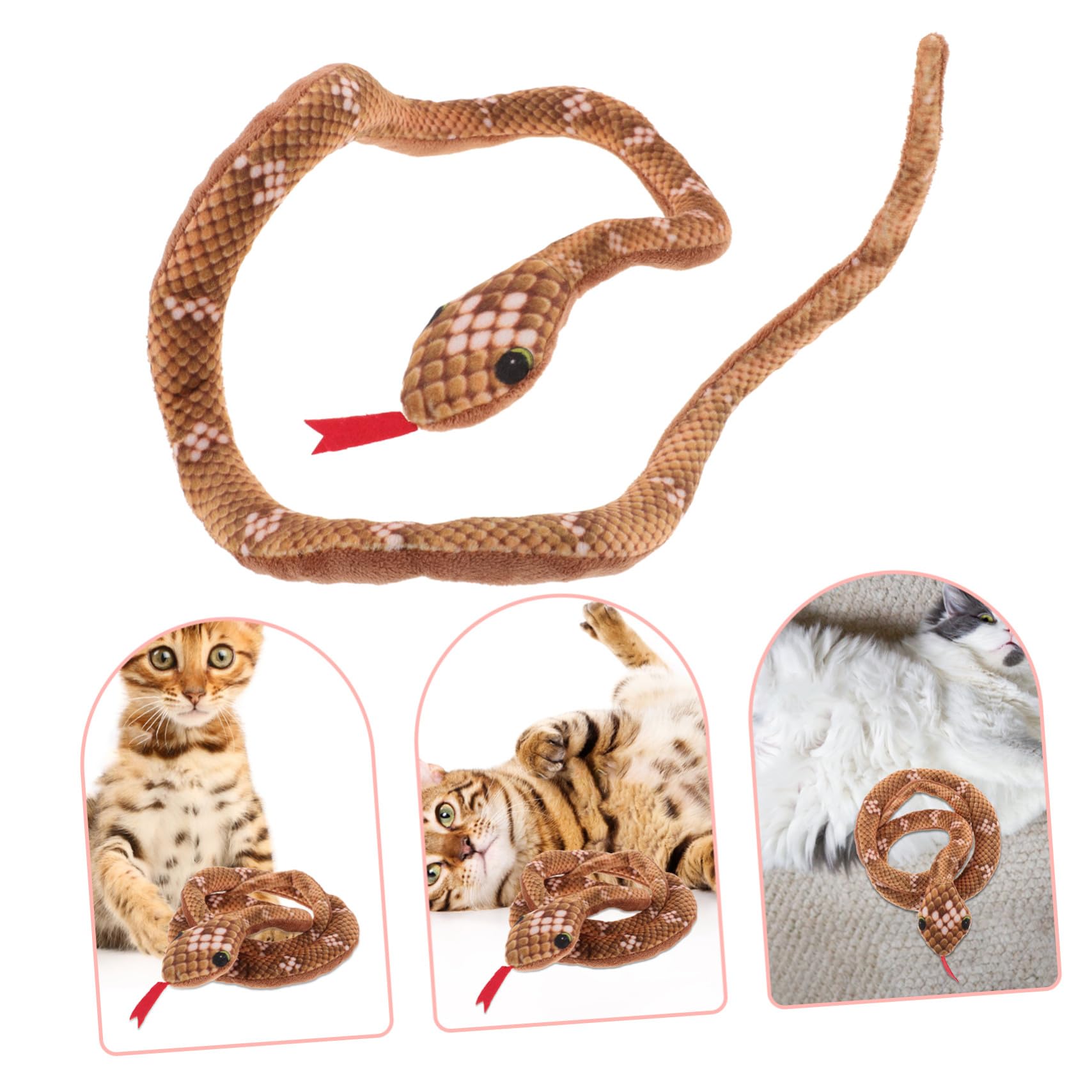 INOOMP Serpent Peluche pour Chat Intérieur avec Herbe à Chat Stimulation Interactive et Exercice pour