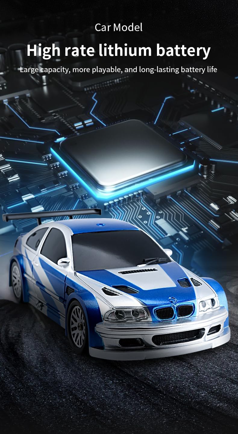 1/43 Mini RC Drift Car 2.4GHz RTR Full Proportional Remote Control Cars 4WD High Speed Racing Lights Kit and Racing Tires (4302)