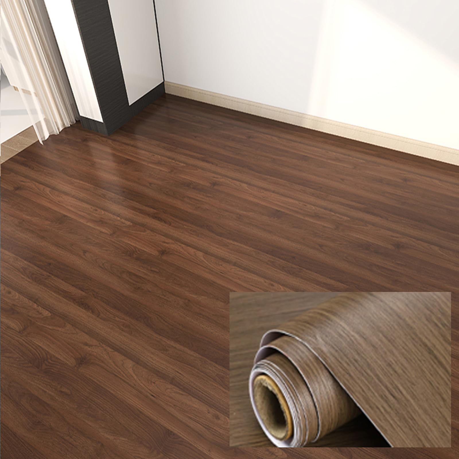 Piastrelle autoadesive per pavimenti, Piastrelle for pavimenti autoadesive effetto legno, dimensioni multiple, bagno, cucina, balcone(Style E,60 * 2000cm)