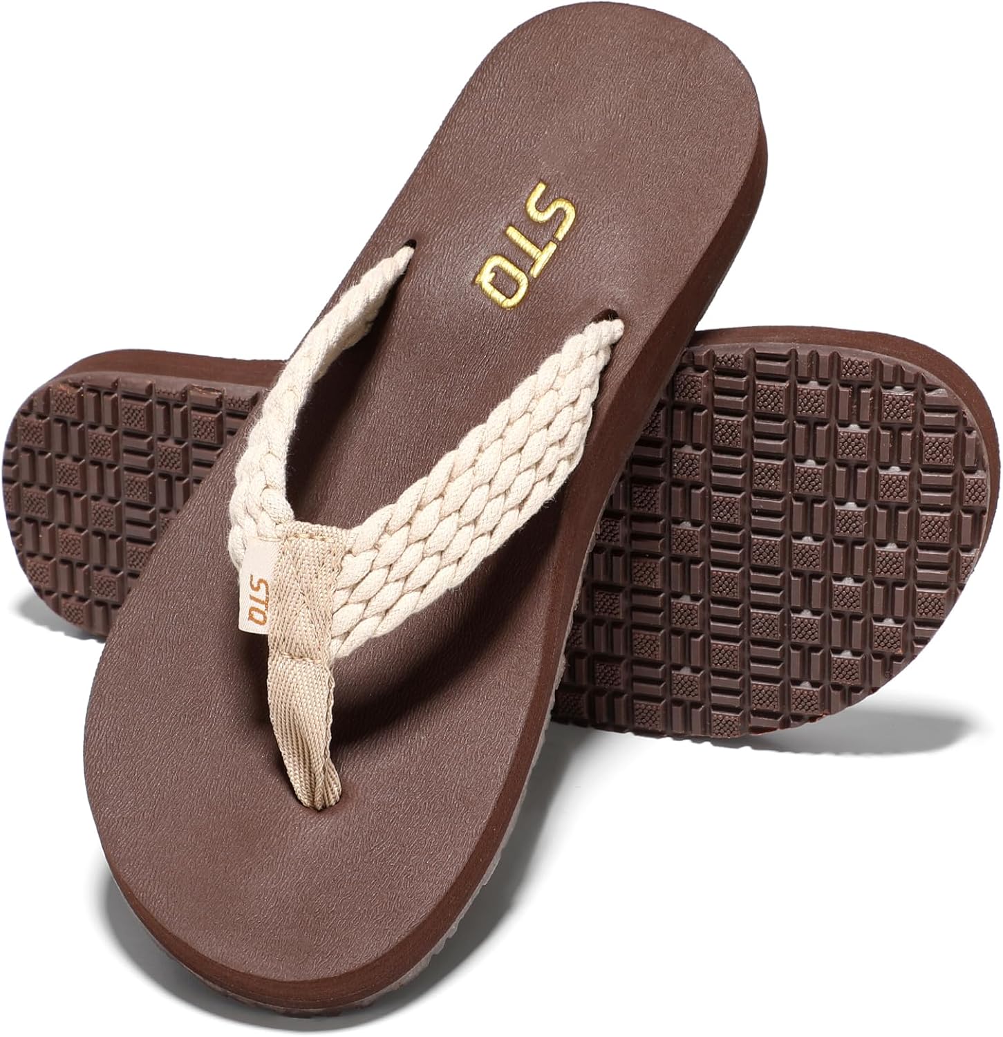 STQ Womens Quick Dry Flip Flops with Yoga Mat Sole丨Arch Support Thong Sandals