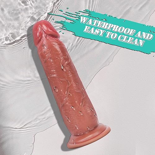 Miniatura 6 de Consoladores de prepucio movibles realistas, 1.9 pulgadas de diámetro, doble silicona para juego vaginal o anal, pene de 7.8 pulgadas con ventosa