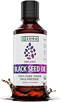 Vista 1 de ZHOU Aceite de semilla negra orgánico, aceite de semilla de comino negro prensado en frío, Nigella Sativa, líquido de semillas negras puro sin