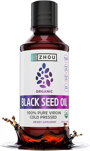 ZHOU Aceite de semilla negra orgánico, aceite de semilla de comino negro prensado en frío, Nigella Sativa, líquido de semillas negras puro sin