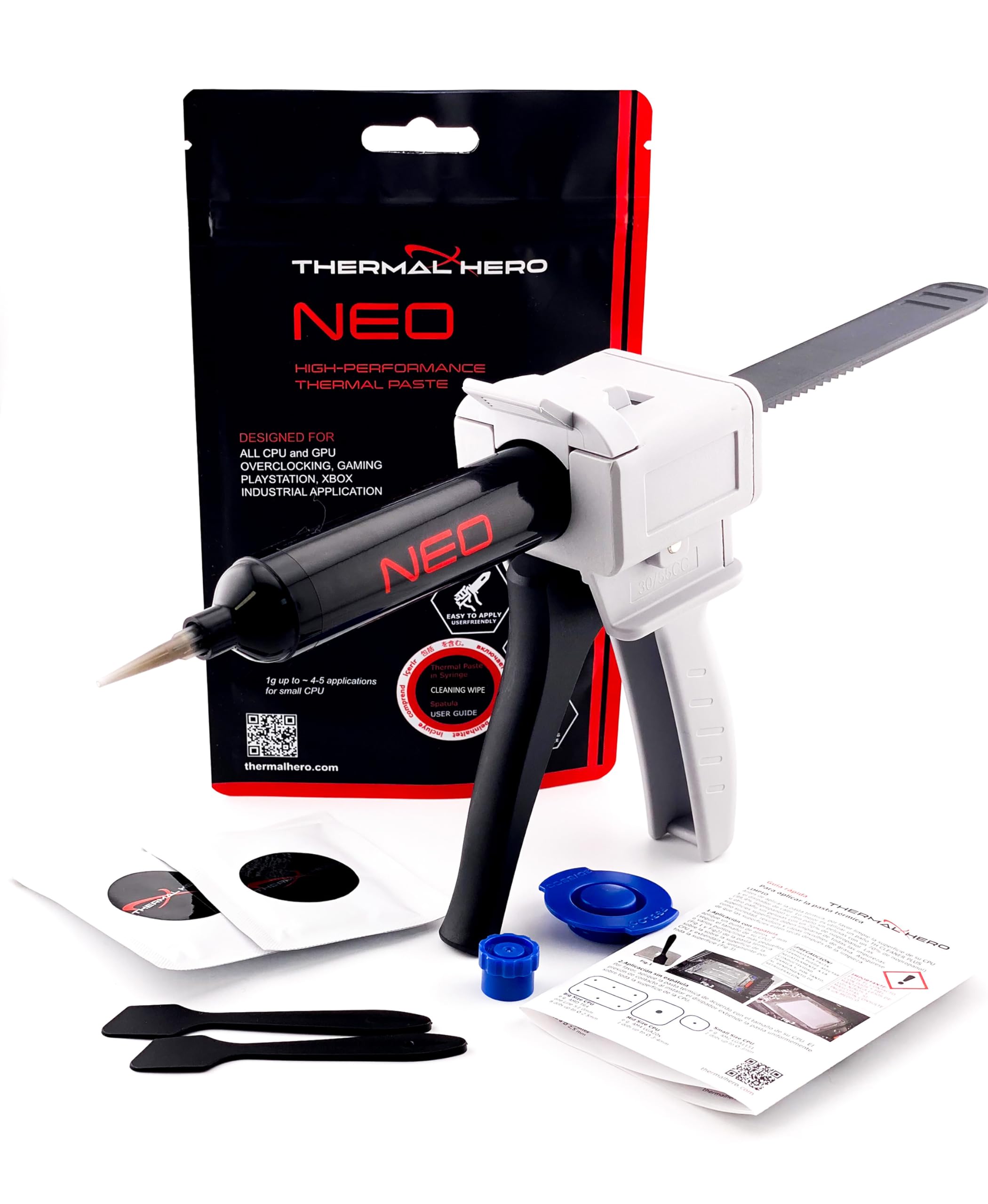 Pasta termica NEO (50g) per applicazioni di base: adatta per tutte le CPU (AMD e Intel) GPU Xbox PS4 PS5 include panno di pulizia e pistola per pasta