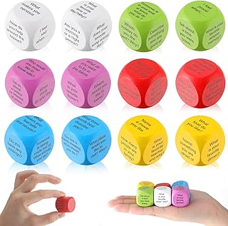 Jenaai 12 Pcs Conversation Cubes Wood Conversation Dice School Social Worker Supplies Social Emotional Learning Activities for Classroom Kids Teacher Elementary Speech Ice Breaker, 6 Colors