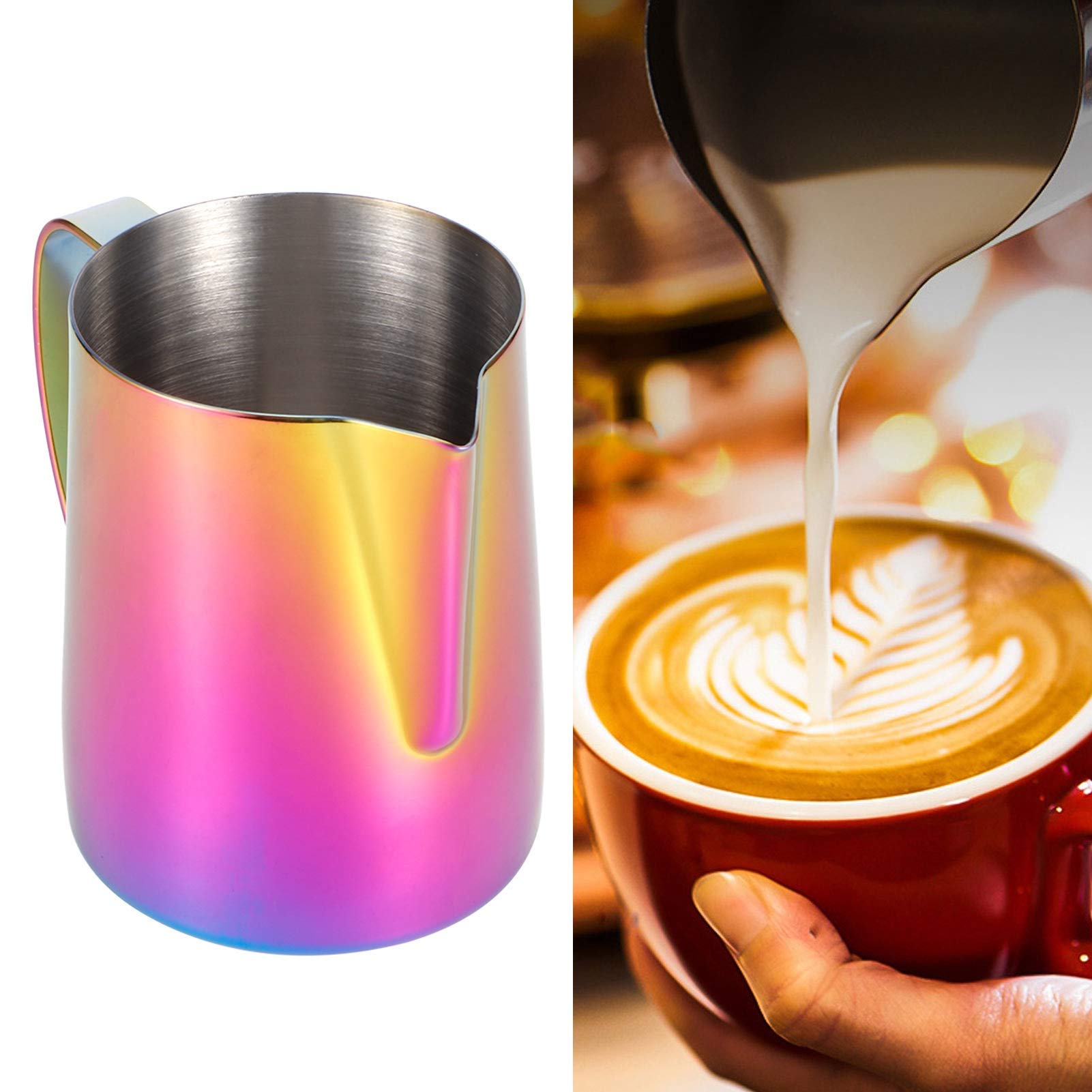 Brocca Per Montalatte In Acciaio Inox 600 Ml – Antiaderente, Ergonomica, Per Caffè E Latte
