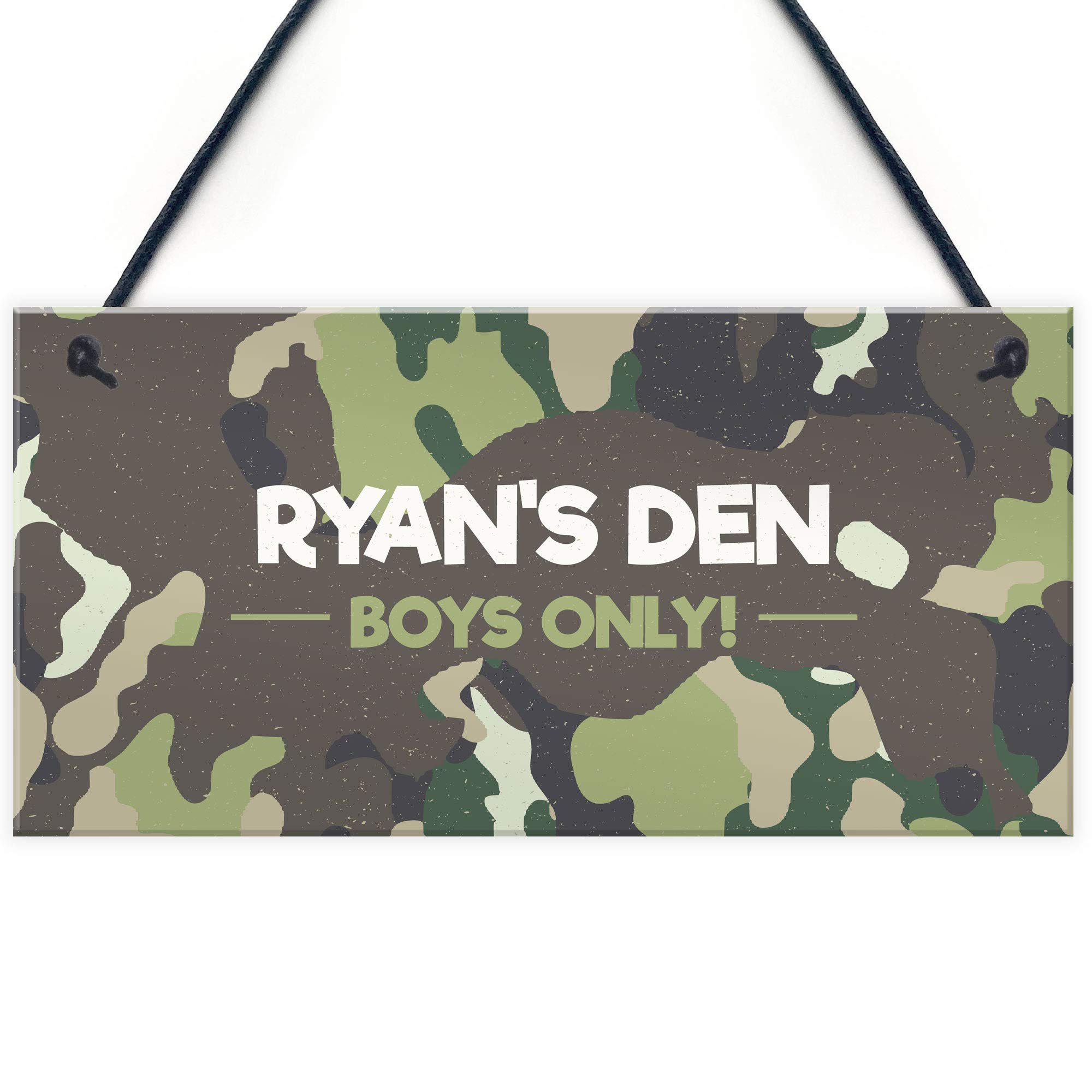 PERSONALISED Den Sign For Boys Bedroom Nursery Camoflage Fun Gift For Son