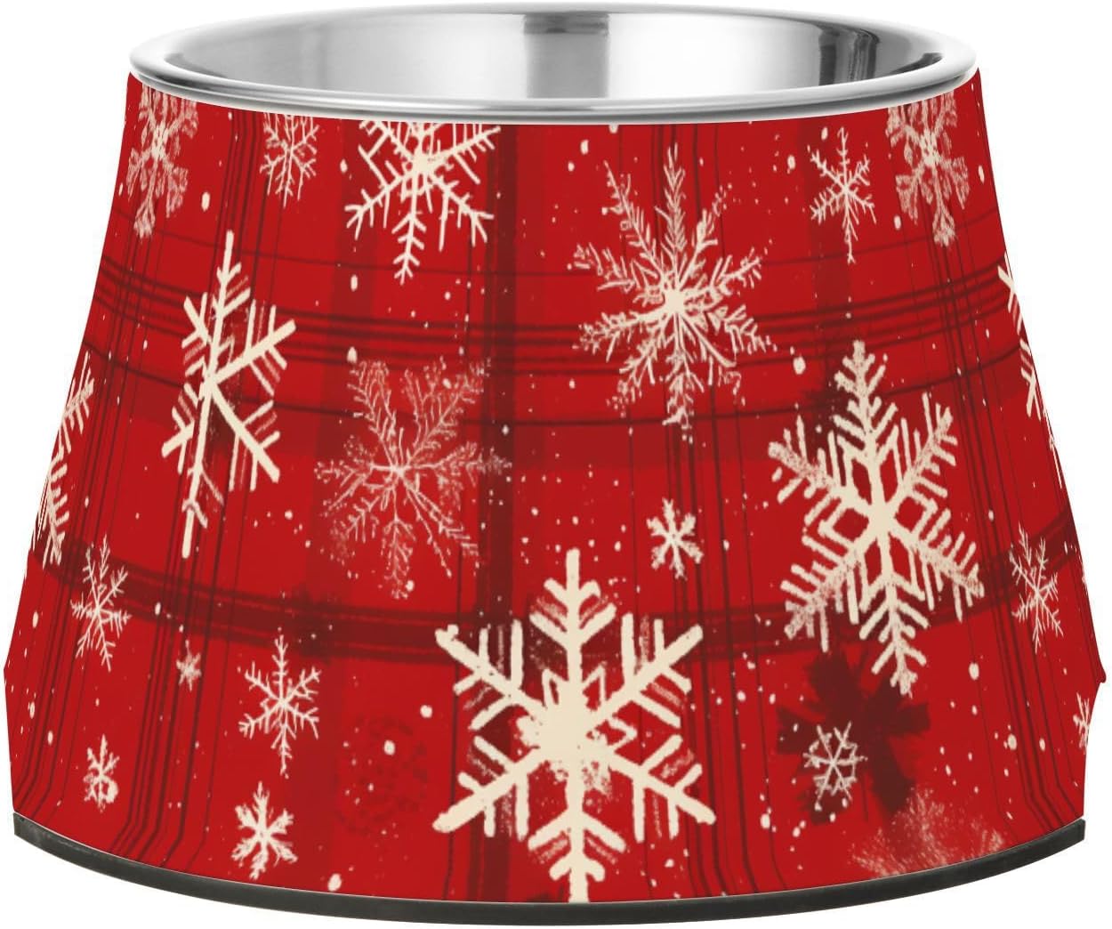 Christmas Red Snowflakes Pets Food Bowl with Stand Stainless Steel Cats Food Bowls for Slow Feed Dogs Slow Down Eating
