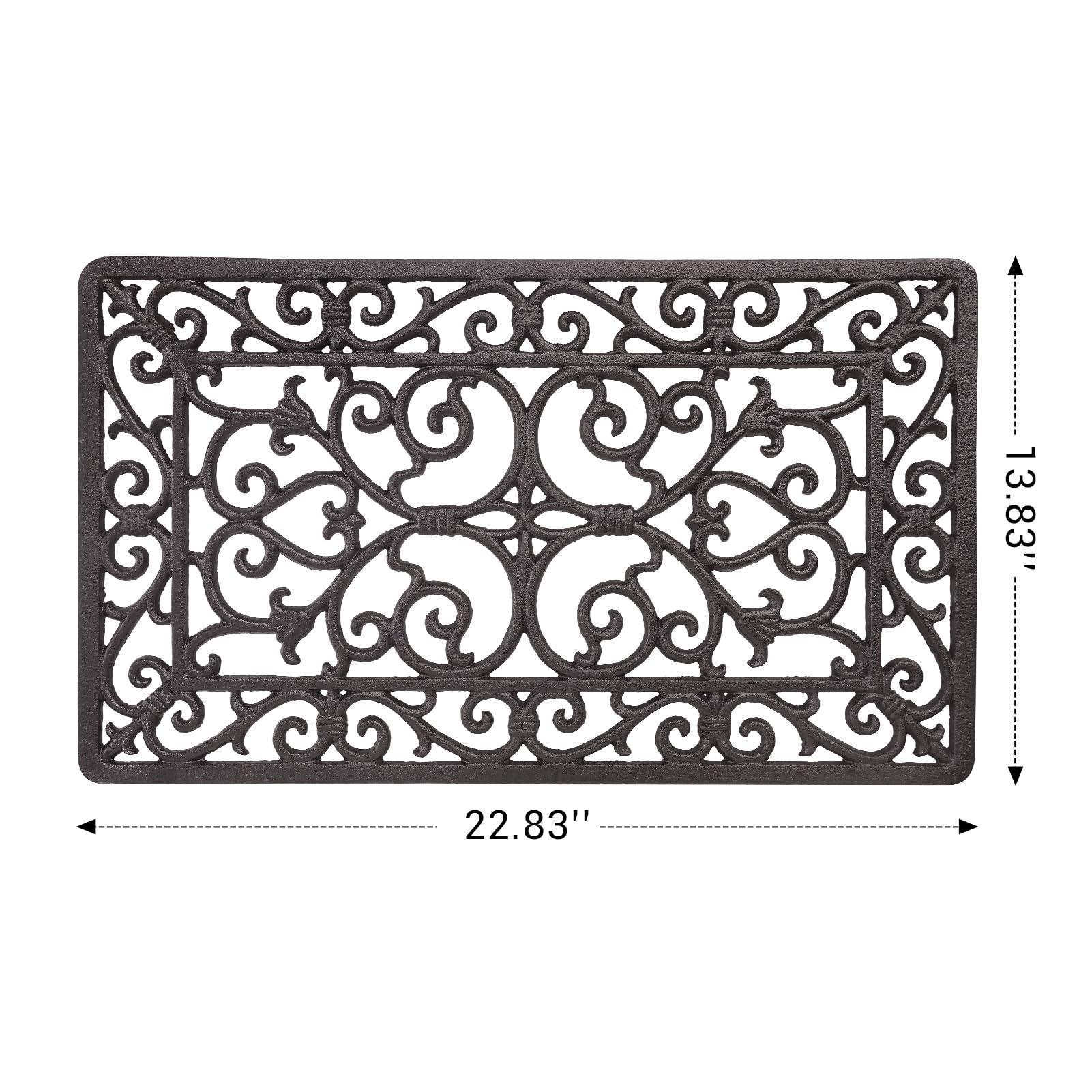 SINDA Cast Iron Doormat Heavy Duty Non-Slip Stain and Dirt Resistant Front Doormat Outdoor/Indoor (Brown, 22.4