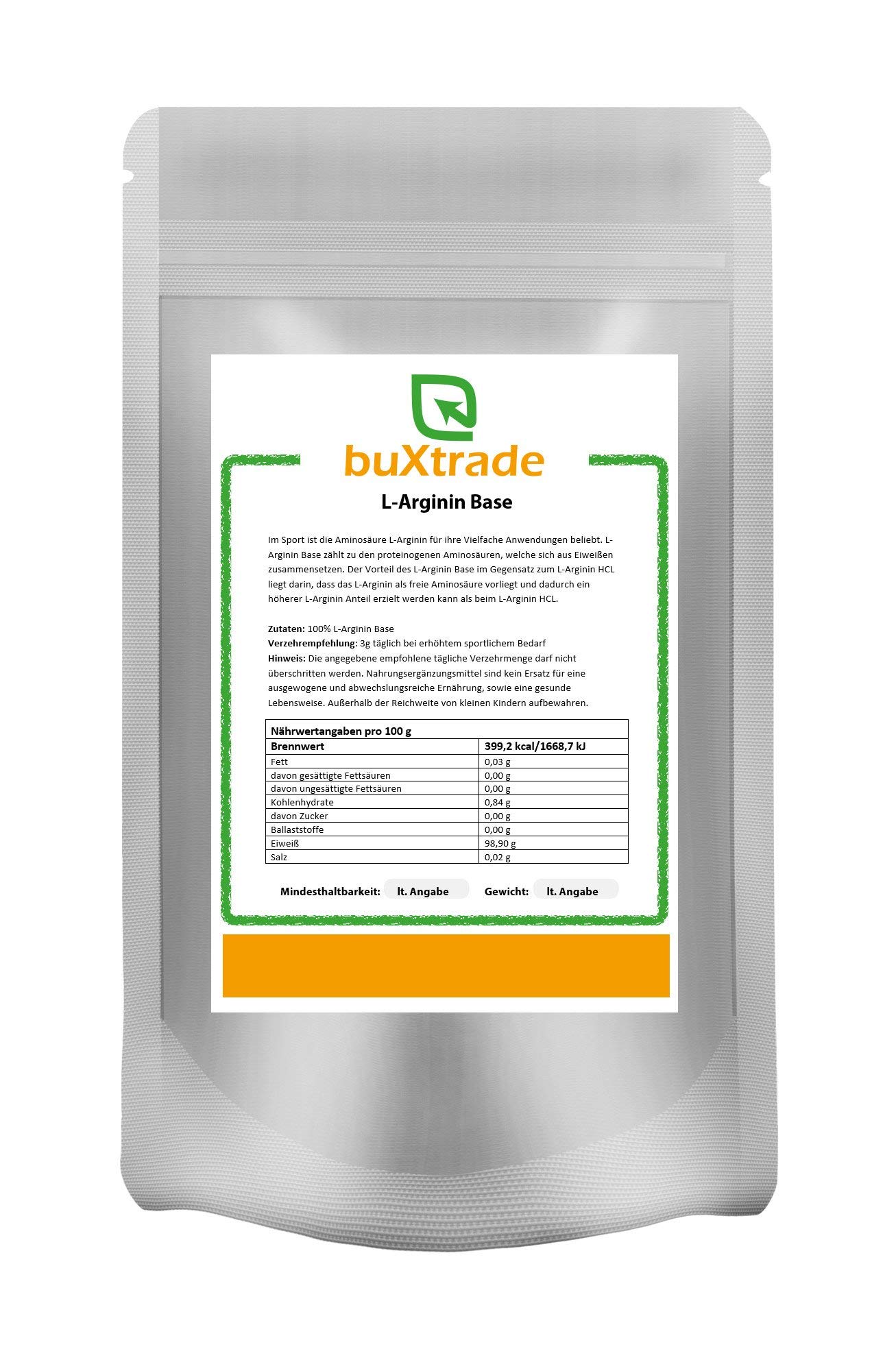 5 kg L-Arginin Base Pulver | reine Aminosäure | Hochdosiert | Nahrungsergänzungsmittel | Ohne Zusatz |