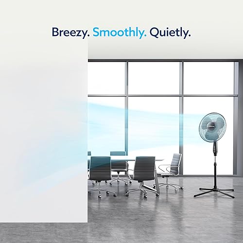 Vista 2 de Ventilador oscilante de 16 pulgadas para sala de operaciones silencioso con control remoto, soporte de 3 velocidades para dormitorio, con altura