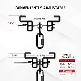 Yes4All Heavy Duty I-Beam Boxing Bag Hanger, Steel Punching Bag Clamp 700 LB Capacity, Compatible with 3.7 - 6.3 Beams with Carabiner & Swivel Hook for Boxing, Muay Thai, Exercising