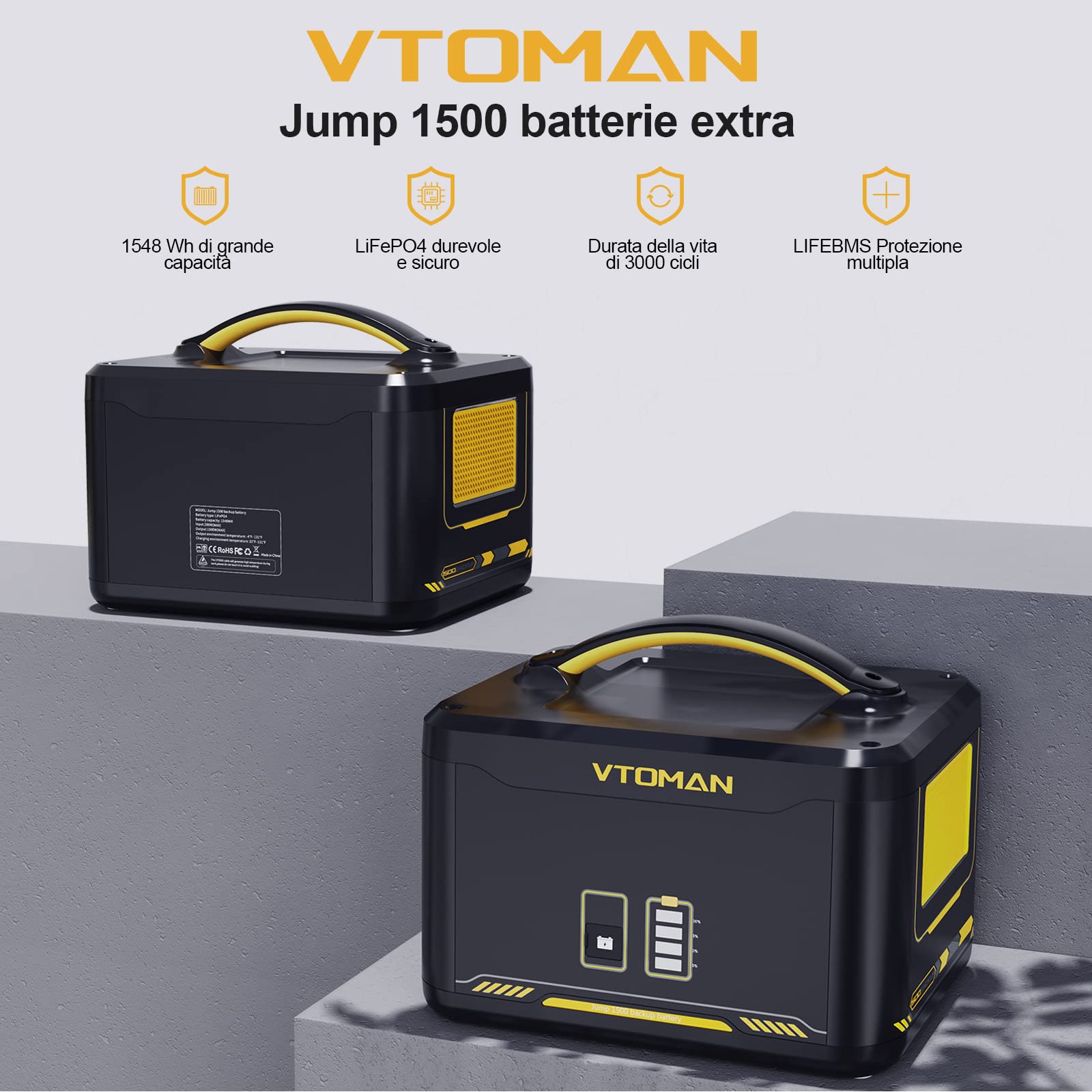 VTOMAN Jump 1500 Extra Battery 1548Wh – LiFePO4 Extra Battery