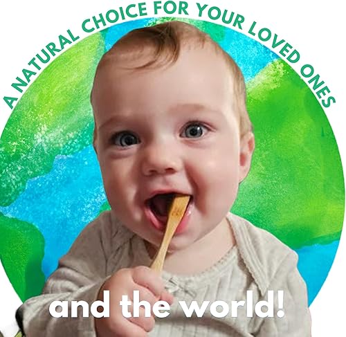 Miniatura 6 de Gaia Guy Cepillo de dientes de bambú de cerdas naturales para niños (sin nailon, solo pelo de jabalí), cepillos de dientes de bambú y cerdas de