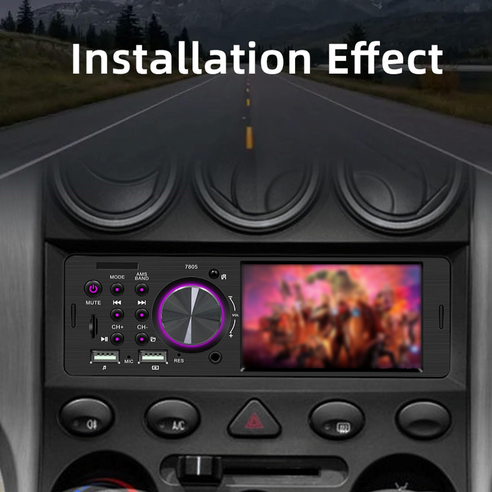 Sxhlseller Samochodowy Zestaw Stereo o Przekątnej 1 DIN z 4-calowym Ekranem HD, Bezprzewodowe Radio Samochodowe Bluetooth, Kamera Cofania, Radio z Pojedynczym DIN, Pilot na Kierownicy do