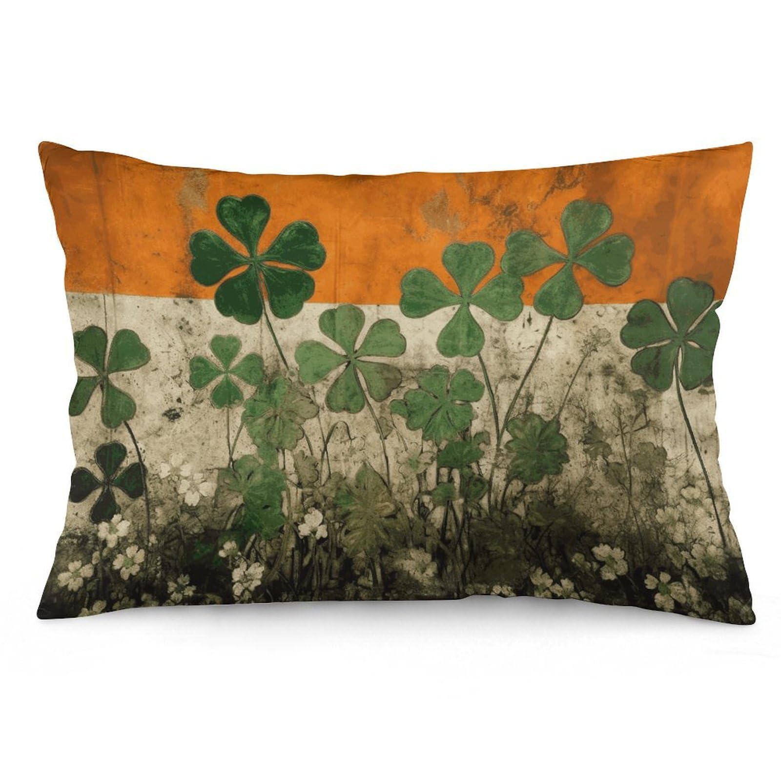 NTVOWPZO 2 Pack Decoration Throw Pillow Covers 20"x30" Pillowcases Covers Clover on Flag Background Pillowcases Modern Farmhouse Home Decor Sofa Cushions Covers for Couch Bed Living Room