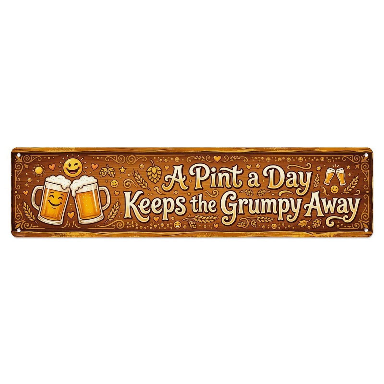 Pint Happy Pub Beverage Metal Tin Sign Plaque Wall Decor for Cafe, Club Bar, Office, Home Garden Metal Poster 4x16Inch