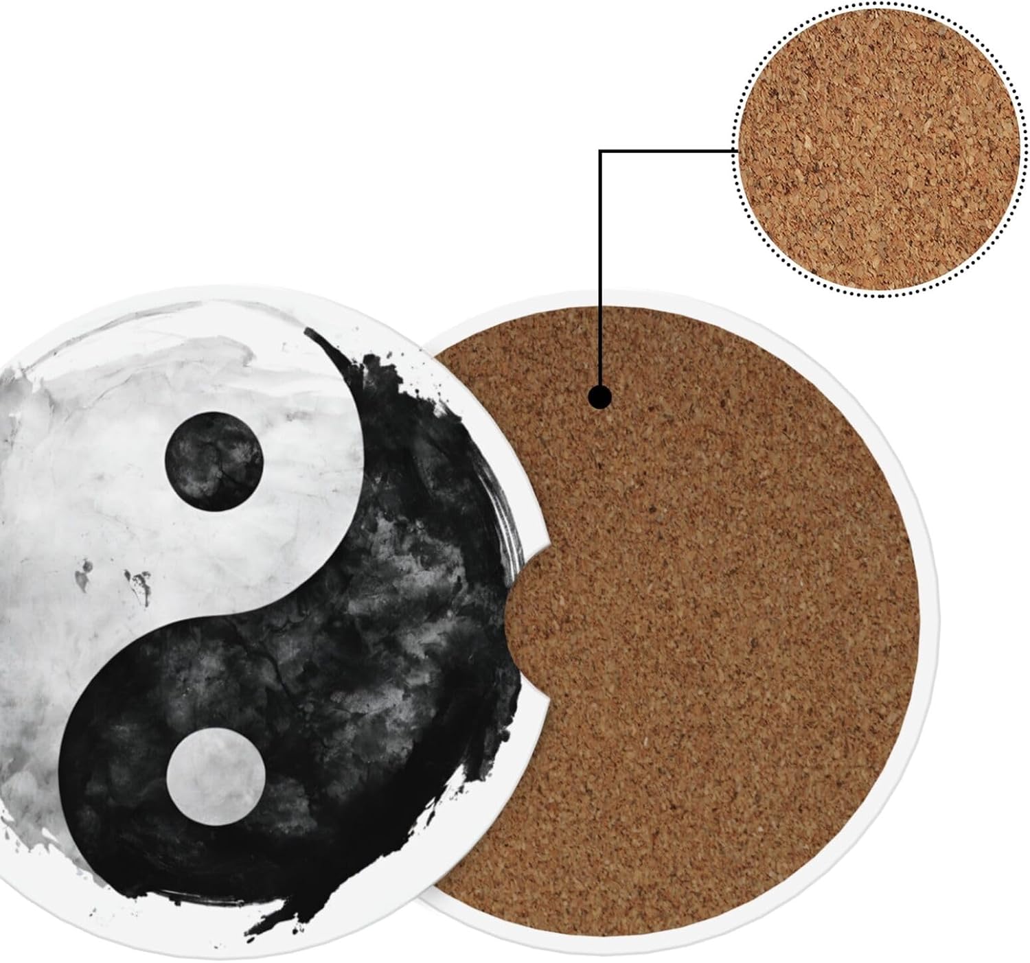2pcs Car Cup Holder Coaster Car Coaster Chinese Yin Yang Absorbent Car Coaster Absorbent Drink Coaster for Car Decor Auto Accessories