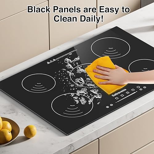 Miniatura 5 de Placa de cocción de inducción de 30 pulgadas, 5 quemadores, estufa de inducción integrada de 7200 W, 5 quemadores de potencia eléctrica, bloqueo