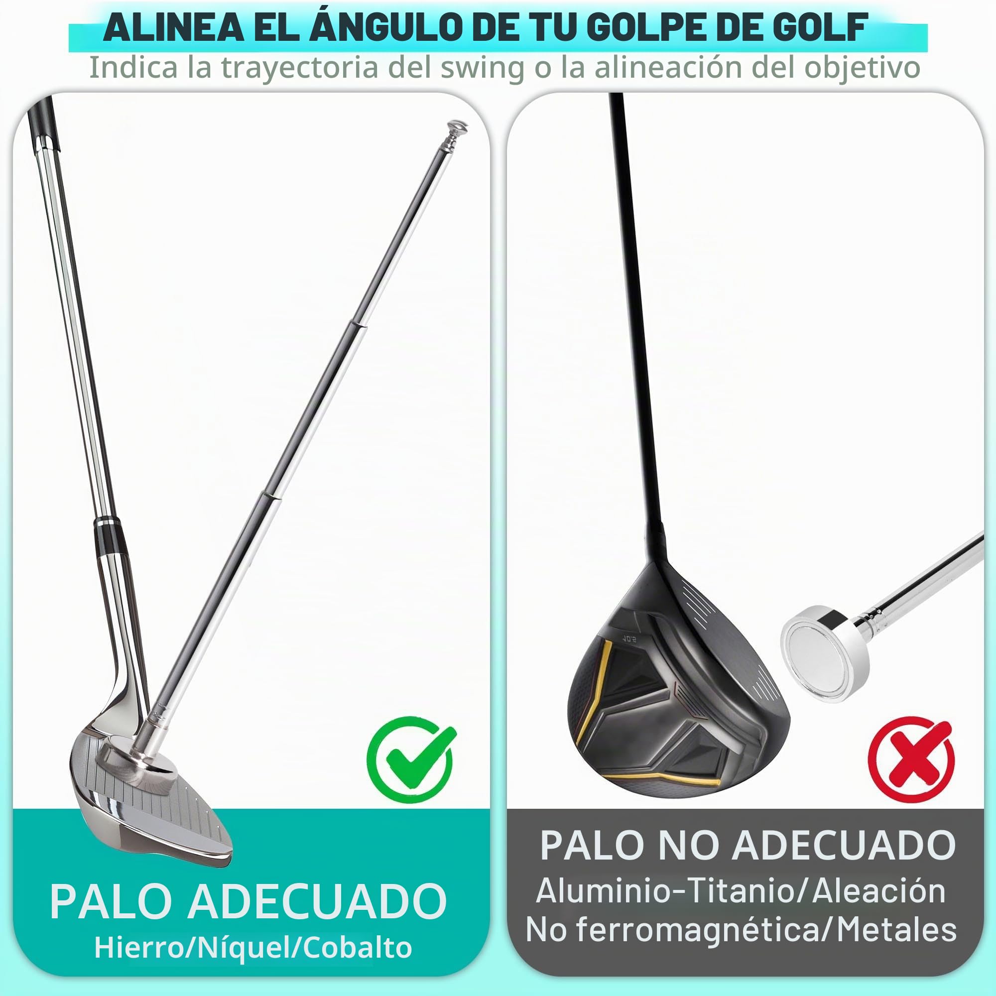JUNNEE Varillas de alineación de golf 7 ajustes de longitud Corrector de ángulo de inclinación de palo Ayudas de entrenamiento de swing