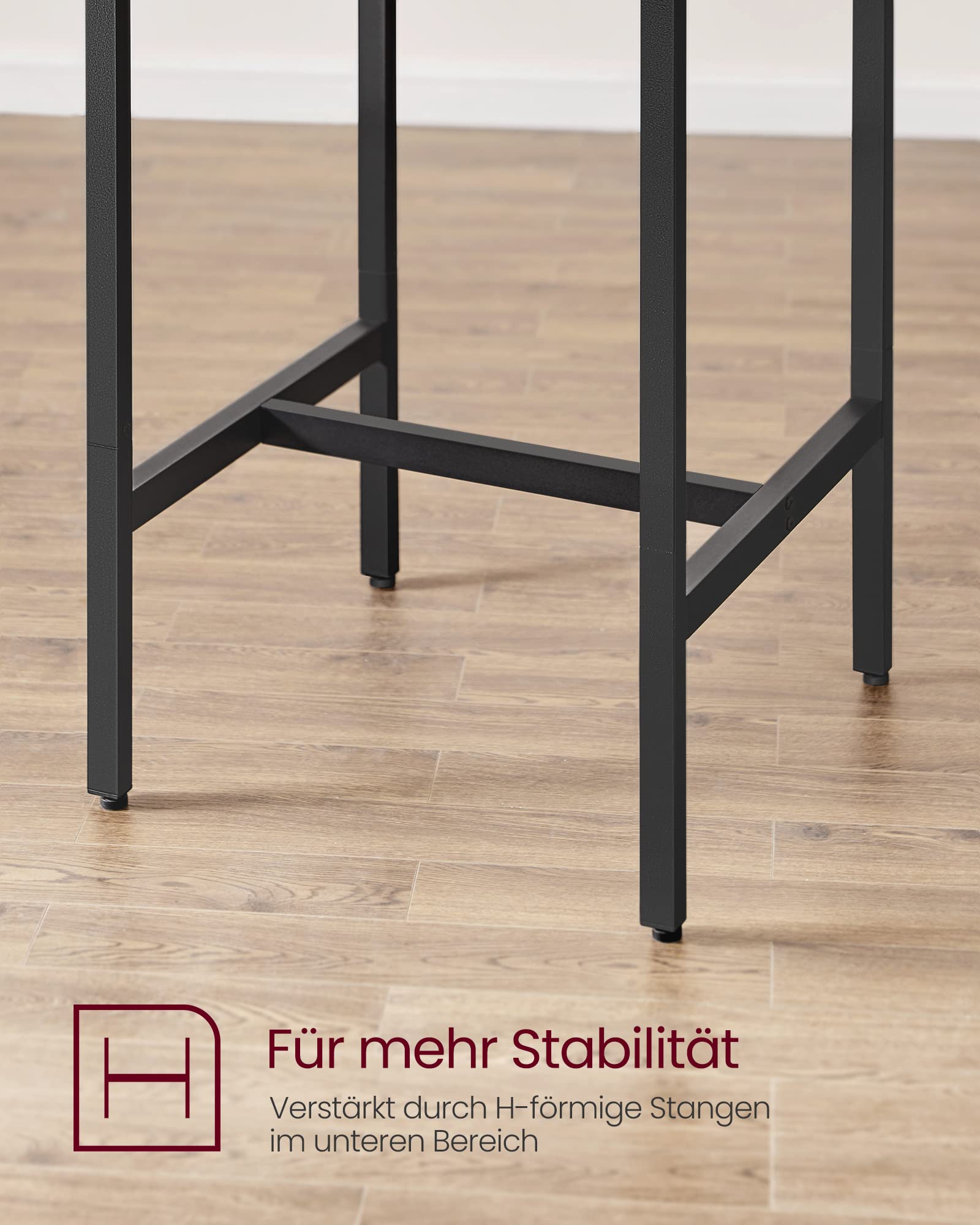 VASAGLE Bartisch mit Barhocker-Set, Esstisch mit 2 Stühlen, Küchentisch klein, Barstühle, für Esszimmer, Küche, vintagebraun-tintenschwarz LBT017B01