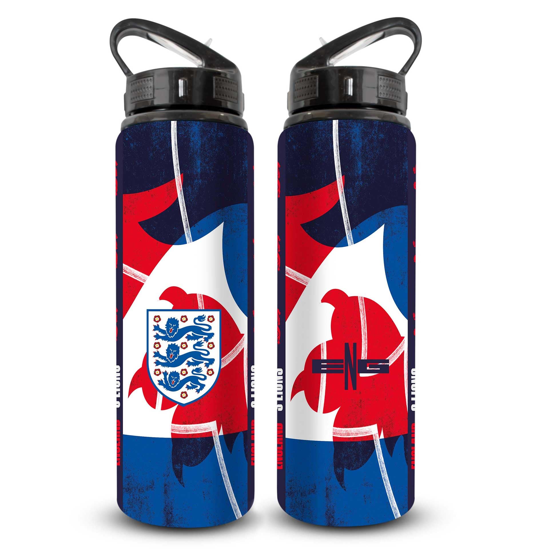 Hy-Pro Officially Licensed England FA Aluminium Bottle - 750ml, Integrated Folding Straw, Leakproof, Lightweight, Great Football Gift Idea
