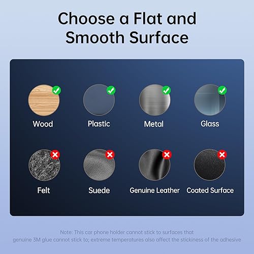 Vista 5 de SYNCWIRE Car Phone Holder for Universal Dashboard [Super Stable] Car Phone Mount Foldable Aluminum Alloy Arm for iPhone 17 16 15 14 13 12 Series &