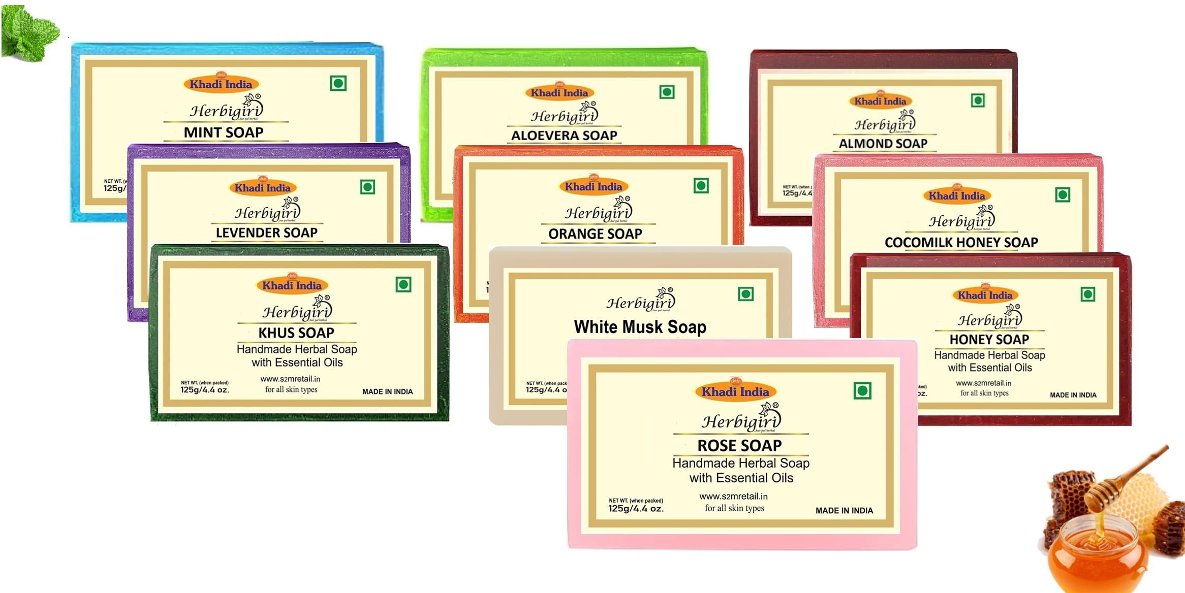 Khadi Herbal Soap Gift Set | Handcrafted Essential Oil Soaps | Pure & Natural | Refreshing & Gentle Cleansing | Provides Naturally Glowing Skin | Pack of 10-image-4