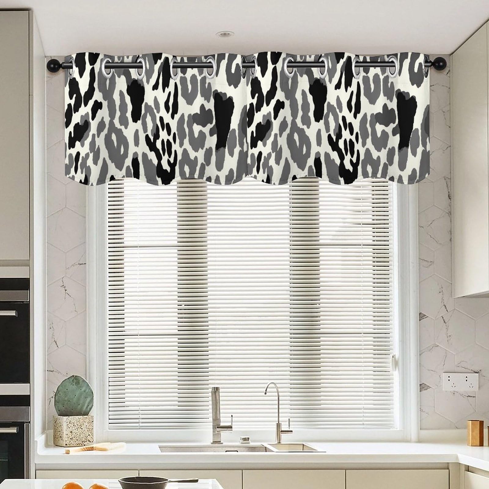 Rideaux de style asiatique léopard et guépard noir : rideaux de cuisine vintage 132x45,7cm